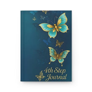 Butterfly 4th Step Journal, Elegant Hard Cover Notebook, Inspirational Writing Gift, Artistic Journal, !2 Step Recovery Gift