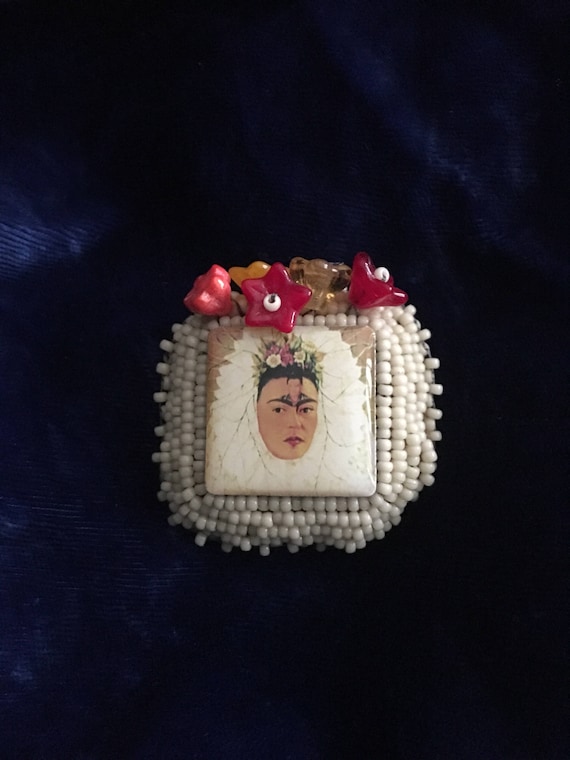 Frida Kahld Seed Bead Pin Brooch Handmade!!