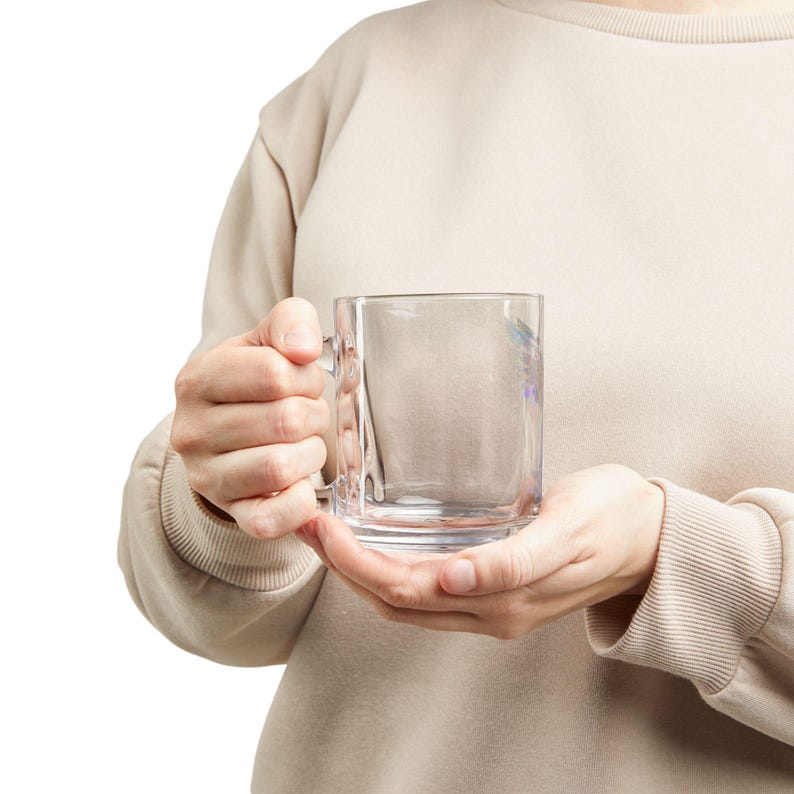 Taza de vidrio con ilustración de alas de ángel SOBER / Ángel con halo de 10 oz imagen 6