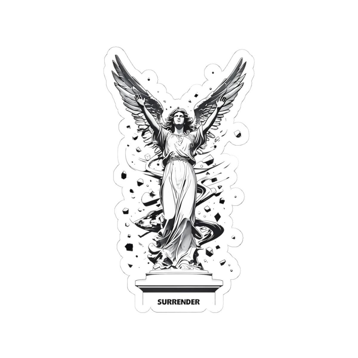 Elegant SURRENDER Angel Kiss-cut Stickers, Artistic Memes, Planner ...