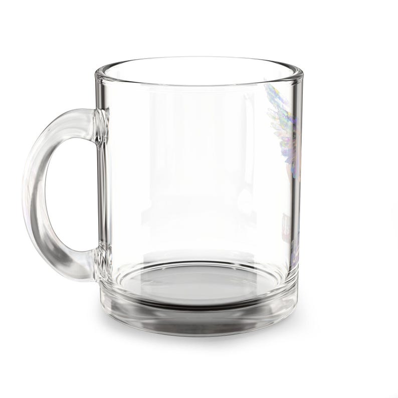 Taza de vidrio con ilustración de alas de ángel SOBER / Ángel con halo de 10 oz imagen 2