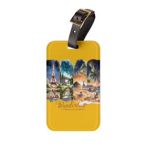 Wanderlust Adventures Luggage Tag, Travel Accessory, Vacation Gift, Personalized Baggage ID, Summer Travel Essentials