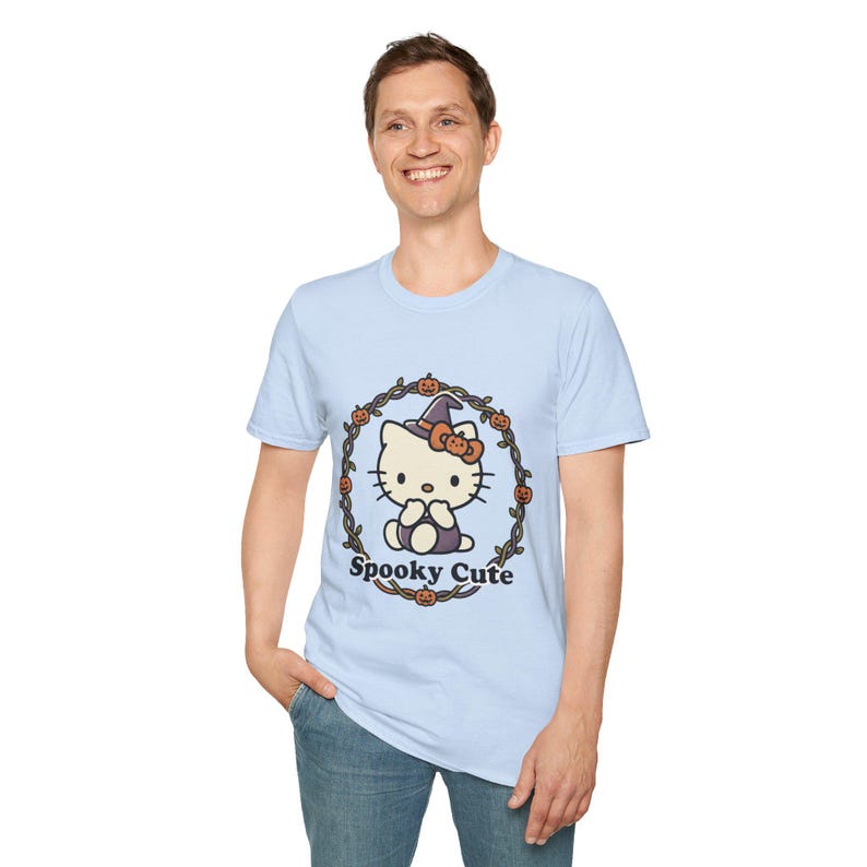 Spooky Cute Hello Kitty Witch T-Shirt | Halloween Pumpkin Wreath image 5