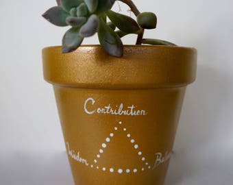 Inspirational Planter / Pot - Customizable Hand-Painted Water Your Values 6''