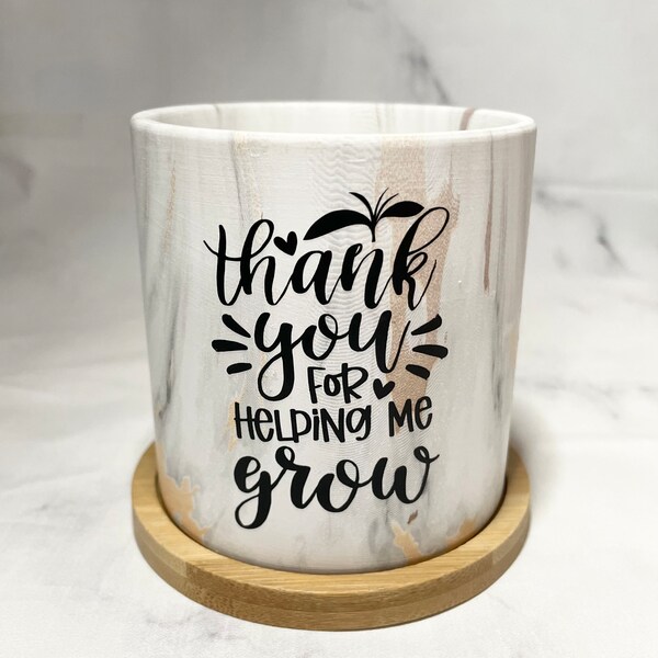 Thank You For Helping Me Grow Plant Pot, Teacher Gift, Appreciation Gift, Succulent Pot, Small Flower Pot, Thank You Gift