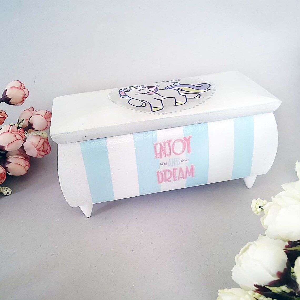 Small treasure chest with Unicorn wood box Gift for princess Etsy