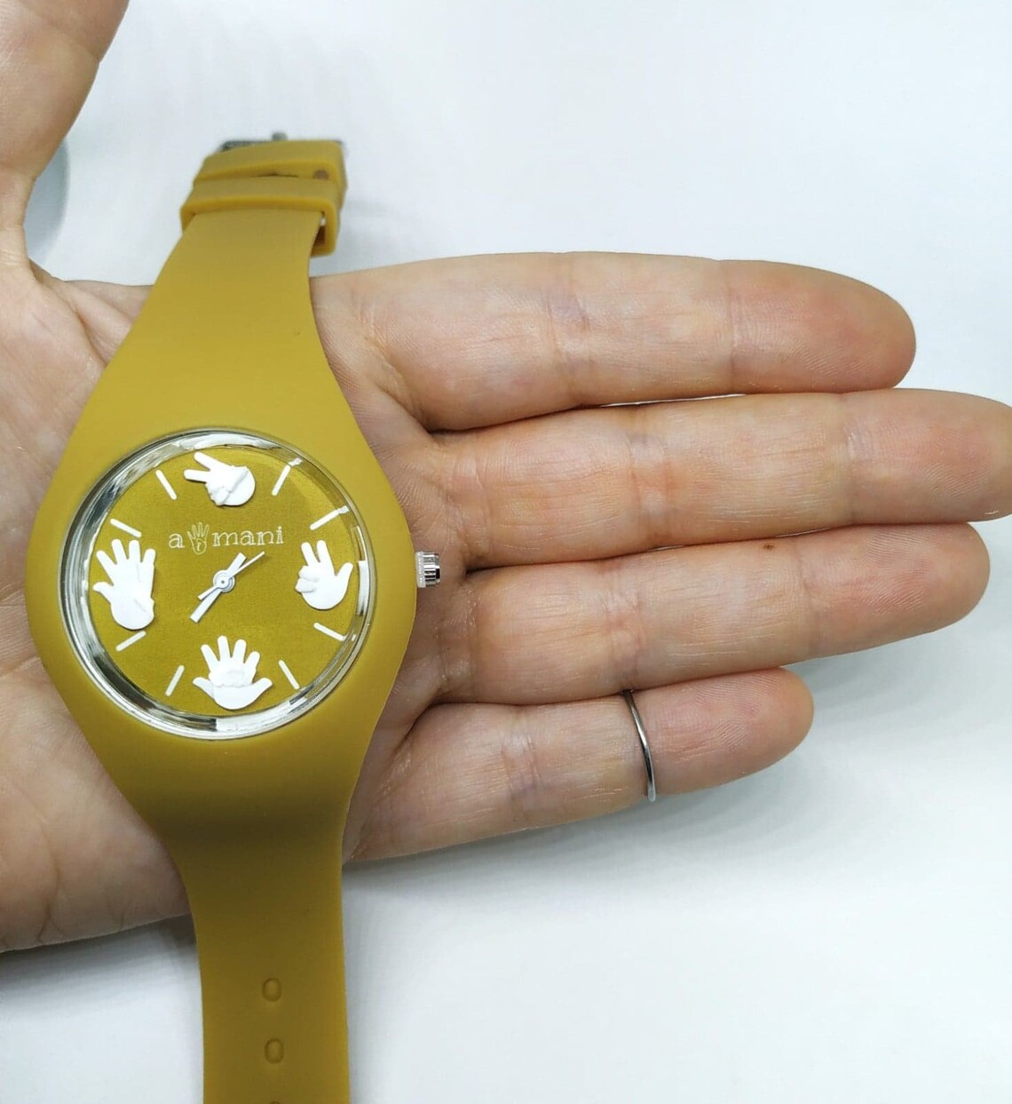 Sign Language Watch Mustard and White Handmade Silicone Etsy UK