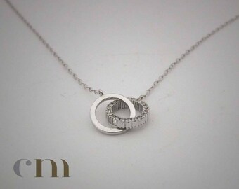 Two Entwined Circles,Jewelry, Eternity Necklace, Karma Necklace, Circles Silver Necklace, Minimalist charm, Infinity Necklaces, Gift For Her