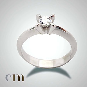 Engagement ring,Solitaire ring,Simulated diamond,CZ ring silver, White stone ring,Valentine&#39;s Day, Women silver ring,  Silver solitaire ring