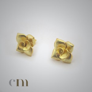 Stud Earrings Silver 22k Gold Plated Birthday Mother Day Gift Jewelry For Her Rose flower Unique Style Valentine Day