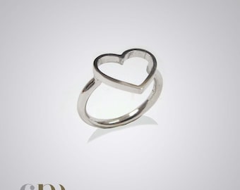 Valentine's Day Sterling Silver Heart Ring Open Minimalist Simple Mother's Day