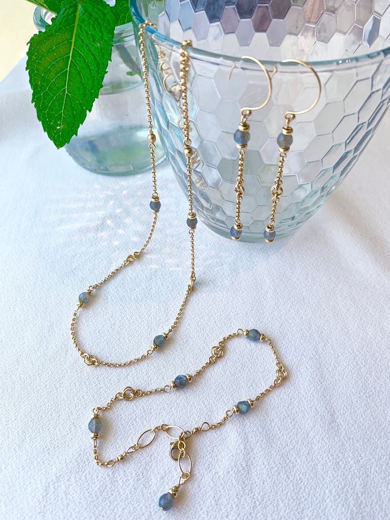 Labradorite infinity ring design choker necklace 14K gold filled Labradorite
