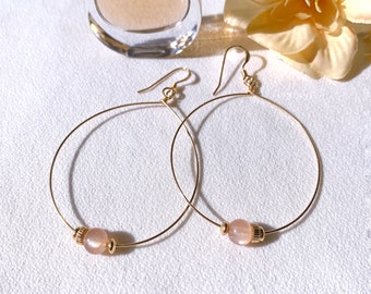 Peach moonstone makana hope earrings (14K gold filled/Peach moonstone)
