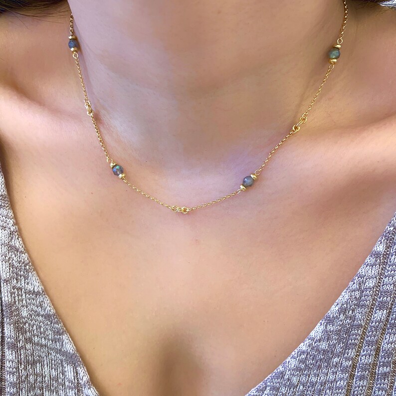 Labradorite infinity ring design choker necklace 14K gold filled Labradorite