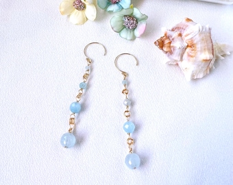 Aquamarine crescendo dangle earrings ( 14K gold filled / Aquamarine )