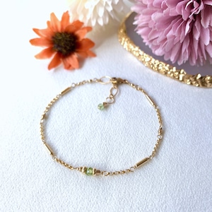 Lea peridot bracelet (14K gold filled)(August birthstone)