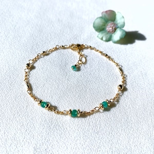 Hoku Emerald orion bracelet (14K gold filled / Genuine emerald from Zambia)