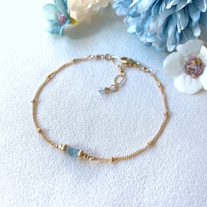 Momona aquamarine bracelet (14K gold filled / Aquamarine)(Birthstone of March)