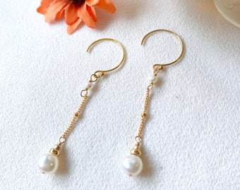 Huntington pearl earrings (14K gold filled / Genuine pearl)