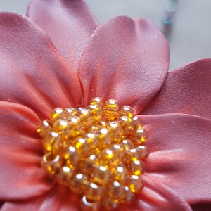 Small chrysanthemum, red brooch v24131