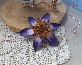 Crocus flower brooch, violet pin