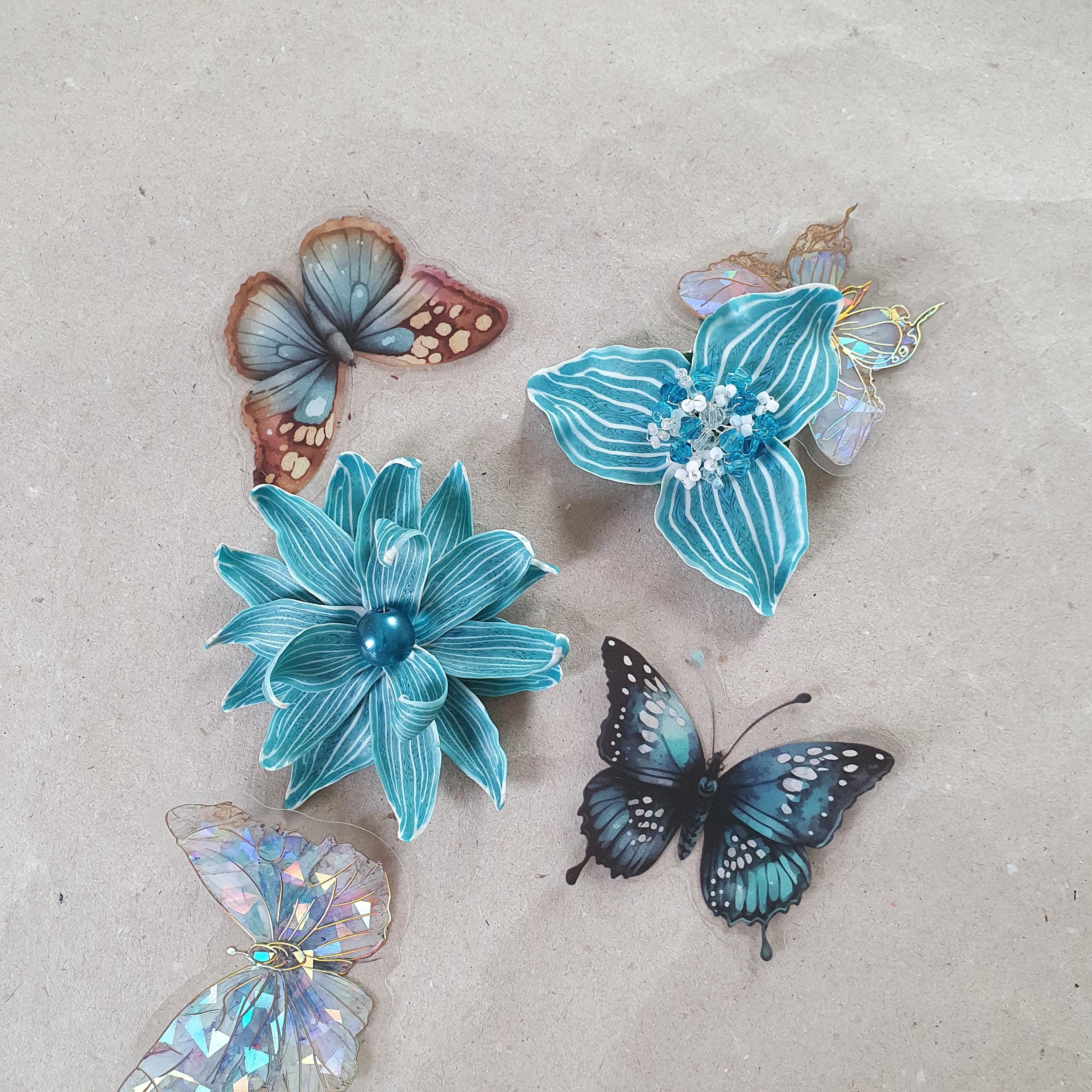 Flower゜・*:.。❁ Blue Flower, Flower Brooch, Striped Flower Pin V250207 - Etsy