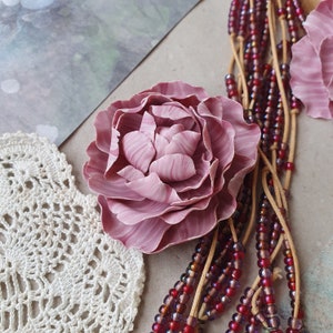Pink peony flower pin, flower broochs,  floral pin v 23023