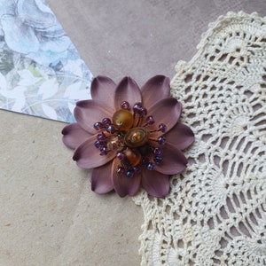 Violet chrysanthemum pin,  fantasy flower brooch v23112