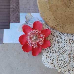 Pink bright flower, fluffy flower pin, bright flower brooch v23112