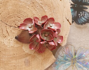 Broche de ouriço, broche de hortênsia, alfinete de animal mágico