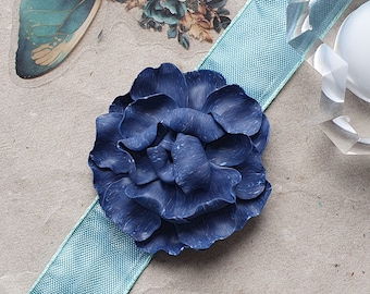 Blaue Blumenbrosche, Anstecknadel Blume Sommer Sternenregen, Variante 2