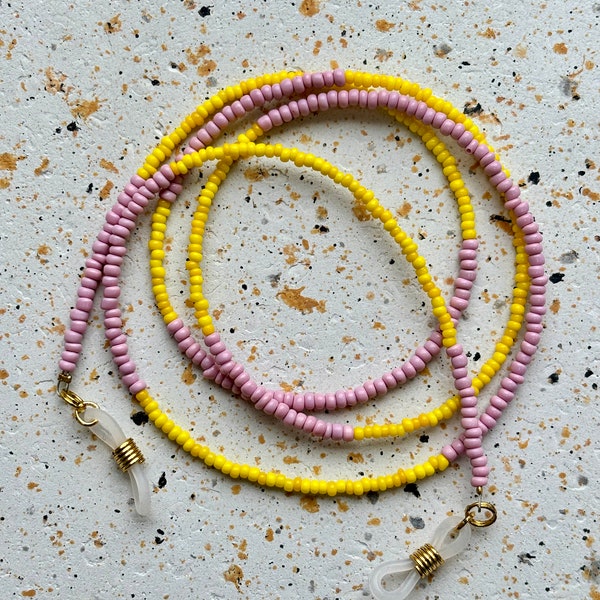 Sunglasses cord with yellow and pink beads - sunnycord with yellow and pink beads - Cordon lunettes de soleil - Cordón para gafas de sol