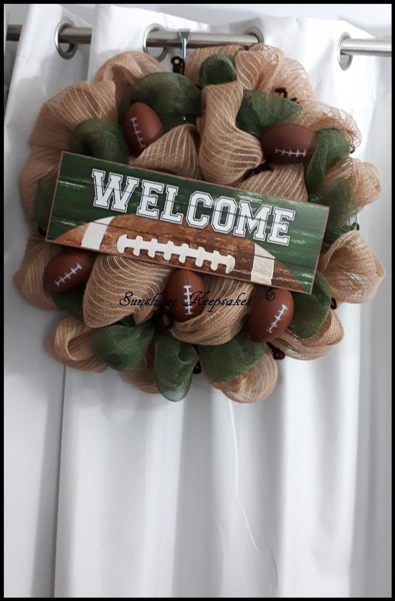 Football Deco Mesh Wreath Sports Wreath Wreath Etsy
