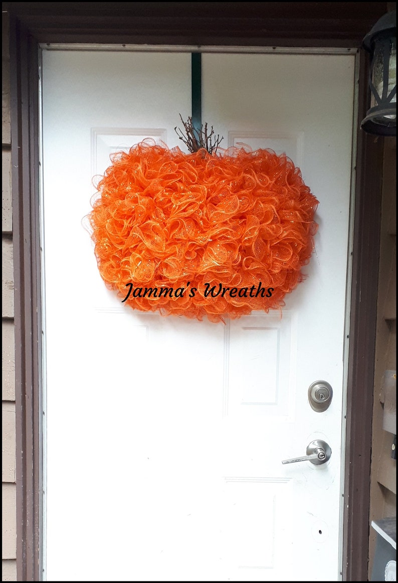 Pumpkin Patch Halloween Deco Mesh Holiday Door Wreath {Handmade}