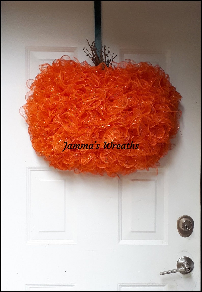 Pumpkin Patch Halloween Deco Mesh Holiday Door Wreath {Handmade}
