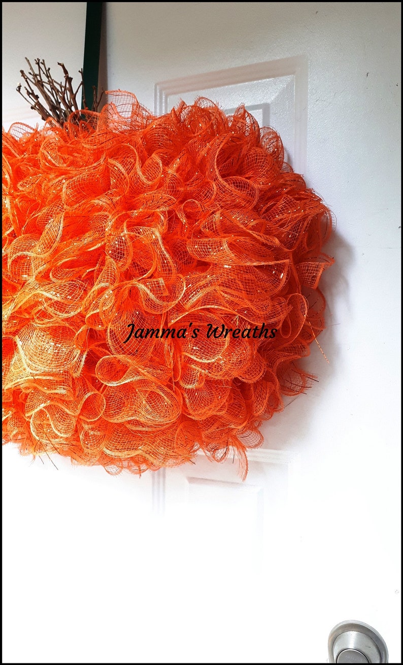 Pumpkin Patch Halloween Deco Mesh Holiday Door Wreath {Handmade}