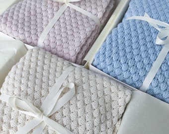 Neue Baby-Geschenk - Babydecke aus weicher Merinowolle gestrickt