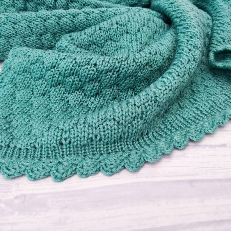 gender neutral baby blanket merino wool Teal baby blanket knit