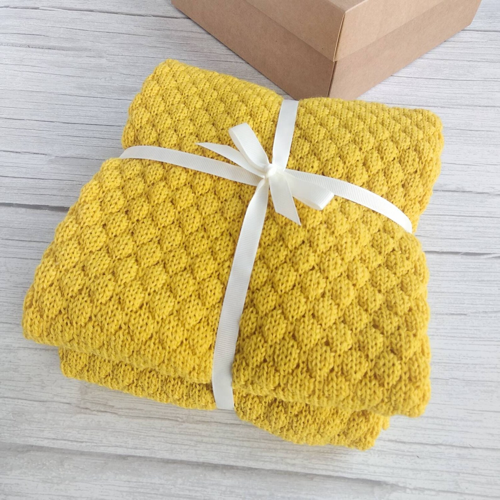 Yellow Baby Blanket Wool Baby Blanket Knit Throw Blanket Etsy