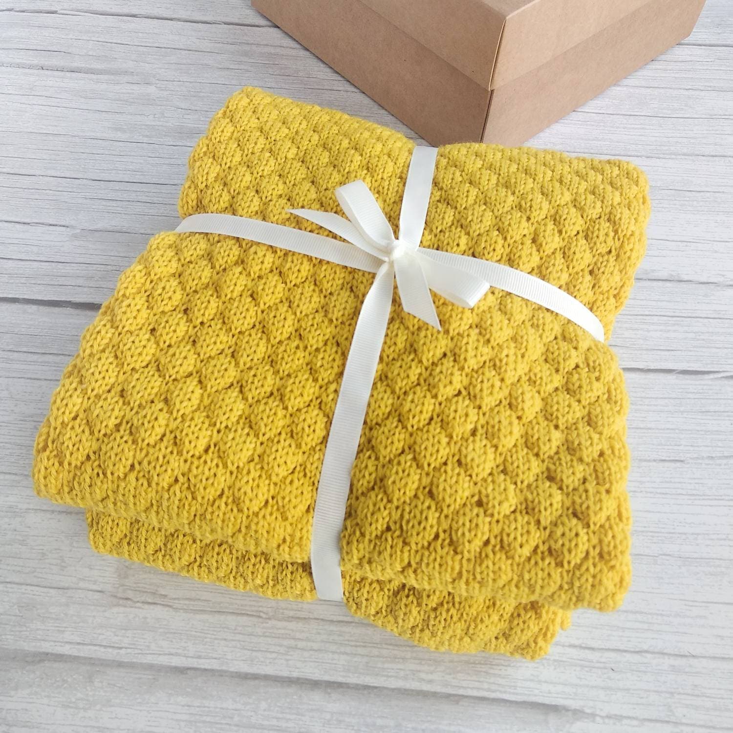 Yellow Baby Blanket Wool Baby Blanket Knit Throw Blanket Etsy
