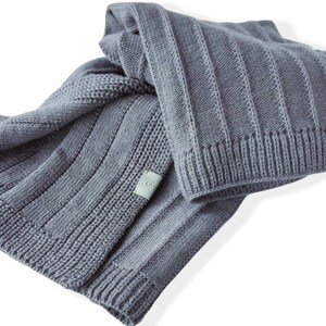 Gray Baby Blanket in 100% Wool, Knit Baby Boy Blanket