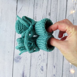 Merino Wool Baby Booties: Knitted Newborn Socks, Ocean Green