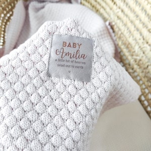 Pink baby girl blanket personalized baby blanket knitted merino wool, new baby gift with name