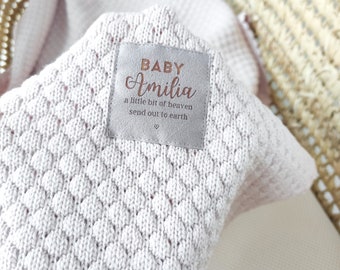 Rosa Baby Mädchen Decke personalisierte Babydecke gestrickt Merinowolle, neues Baby Geschenk mit Namen