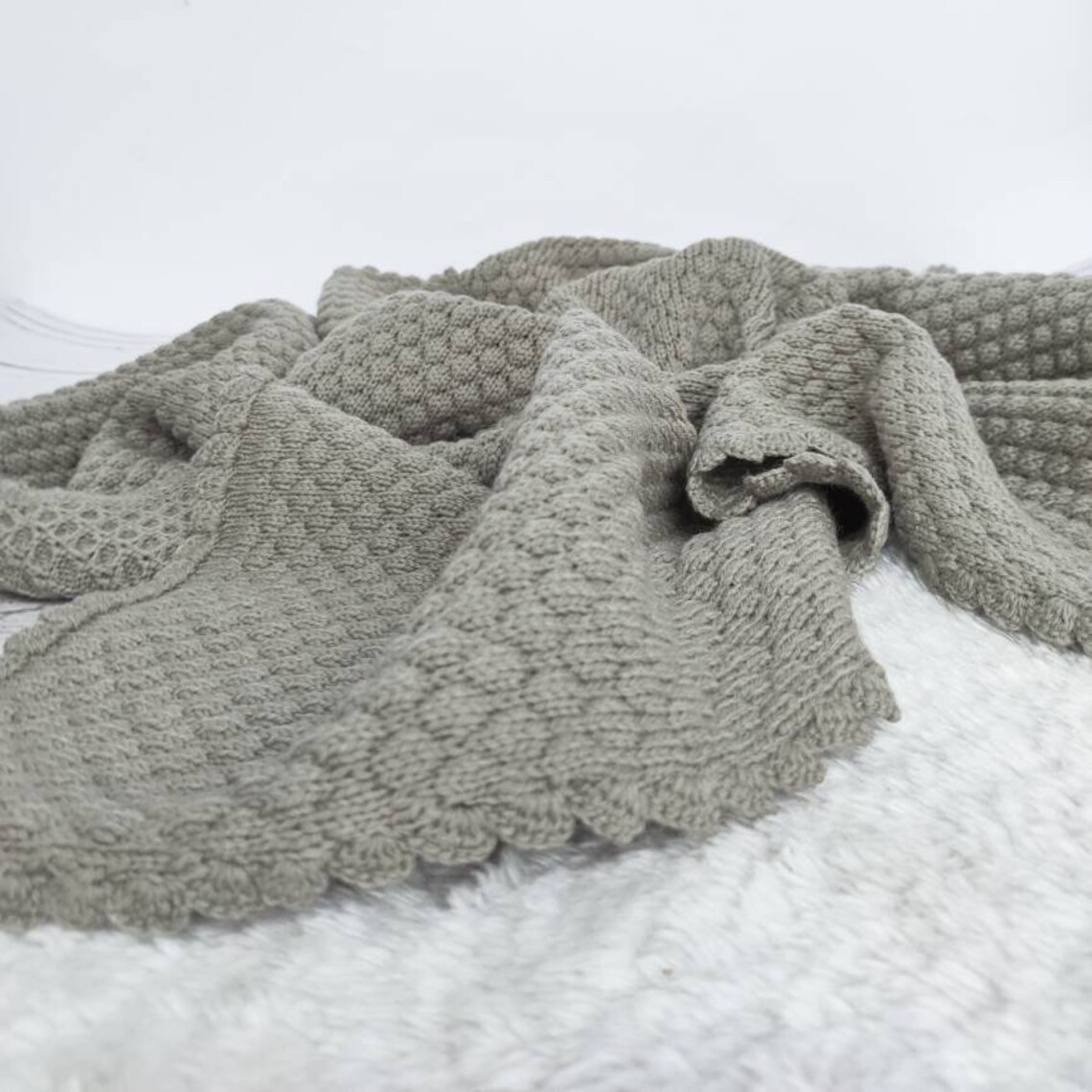 Knitted Baby Blanket Merino Wool Gender Neutral Baby Blanket Etsy