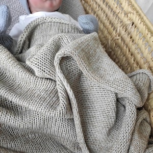Chunky Soft Merino Wool Baby Blanket - Warm Gray & Brown Mélange Comfort