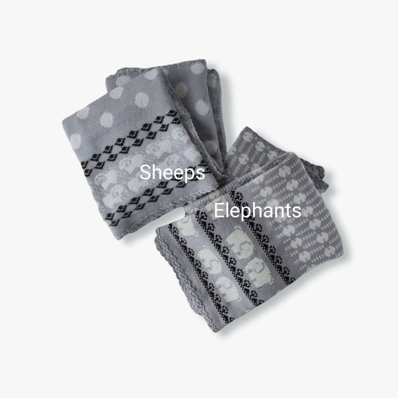 Gray Baby Blanket With Elephants for Boys and Girls Double Etsy