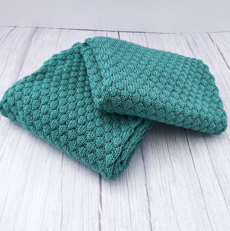 gender neutral baby blanket merino wool Teal baby blanket knit