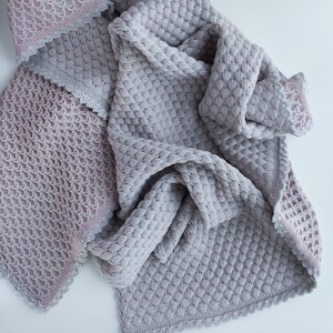 Merino wool baby blanket girl, knitted baby blanket two side