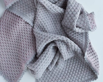 メリノウールニットベビーブランケット：両面デザイン